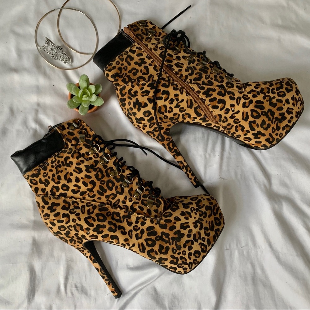 Cheetah print stiletto booties